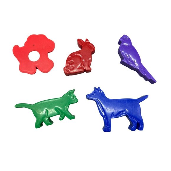 Vintage Animal & Flower Plastic Cookie Cutters Set Of 5 play dough - Picture 1 of 7